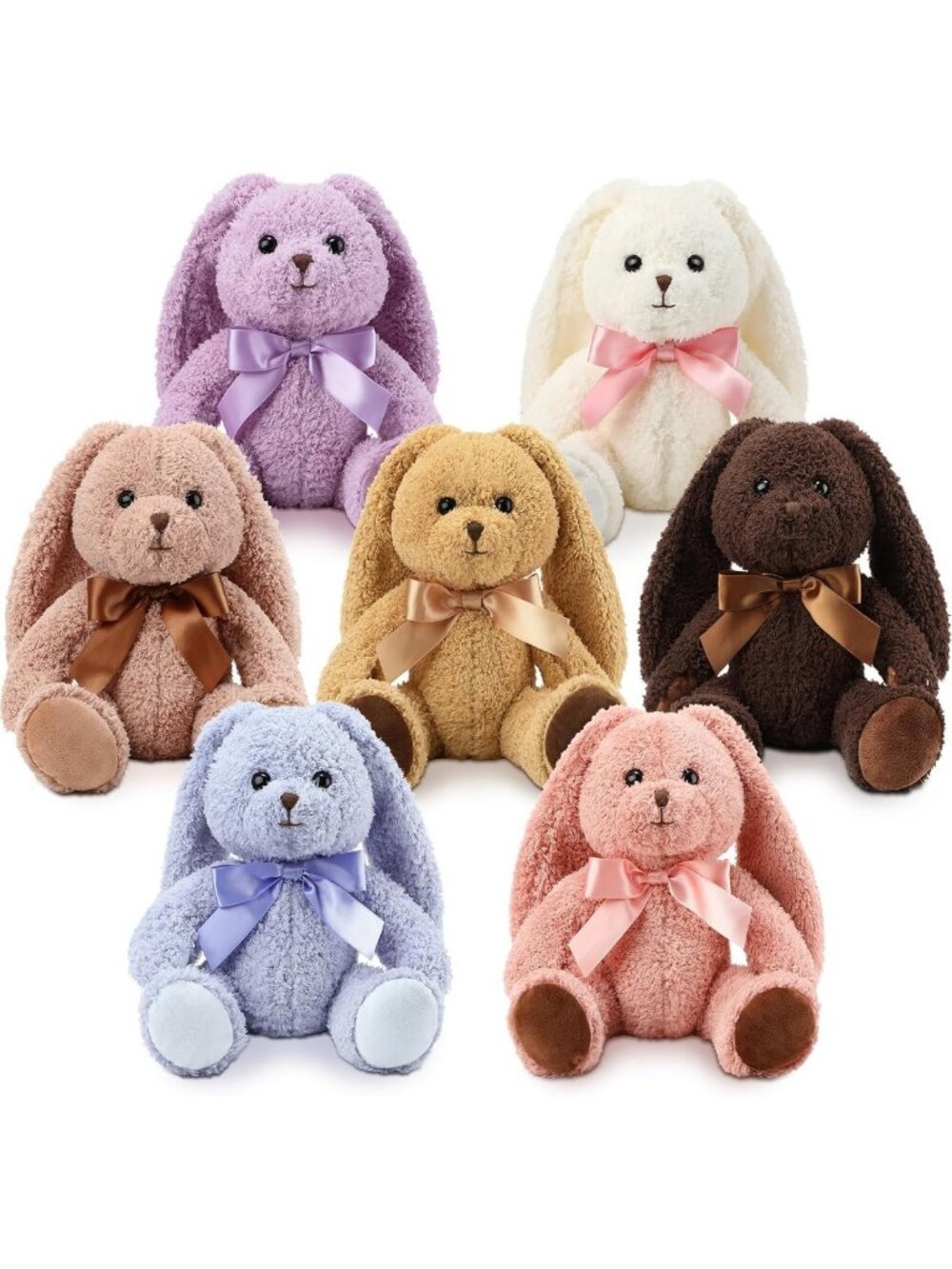 Adorable 7-Piece Bunny Stuffed Animal Set, 12.5 Inch, Soft Plush Toys, Sweet
